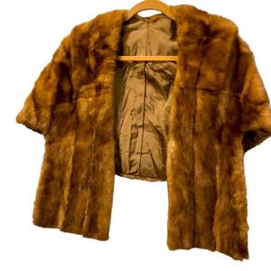 Vintage stunning Mink Real Fur Capelet cap sleeves wrap  collar shrug co…